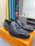 LV Black calfskin Leather Shoes-LV Man Business Leather Shoes
